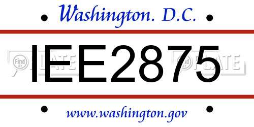 IEE2875 District Of Columbia License Plate