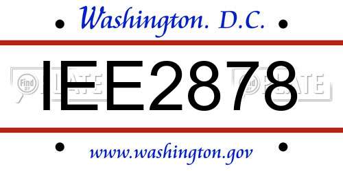 IEE2878 District Of Columbia License Plate