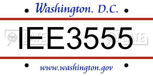 IEE3555 District Of Columbia License Plate