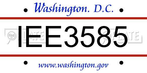 IEE3585 District Of Columbia License Plate