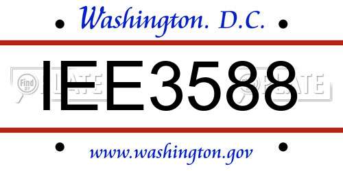 IEE3588 District Of Columbia License Plate