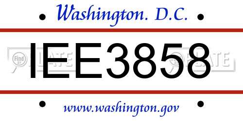 IEE3858 District Of Columbia License Plate