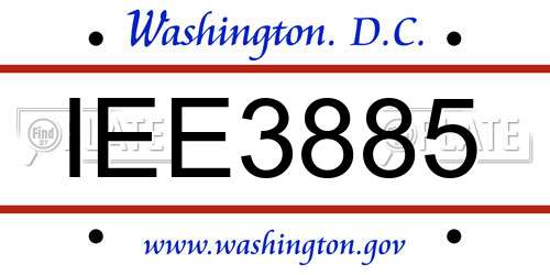 IEE3885 District Of Columbia License Plate