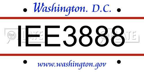 IEE3888 District Of Columbia License Plate