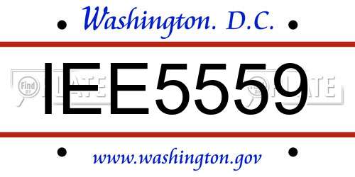 IEE5559 District Of Columbia License Plate