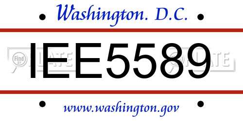 IEE5589 District Of Columbia License Plate