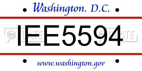 IEE5594 District Of Columbia License Plate