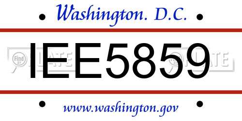 IEE5859 District Of Columbia License Plate