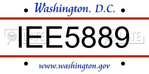 IEE5889 District Of Columbia License Plate