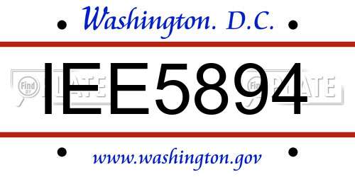IEE5894 District Of Columbia License Plate