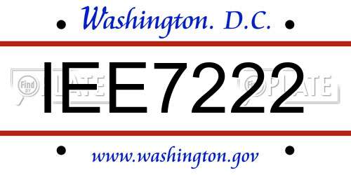 IEE7222 District Of Columbia License Plate