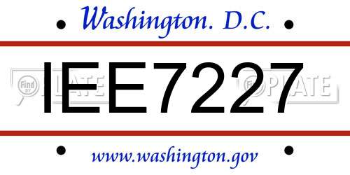 IEE7227 District Of Columbia License Plate
