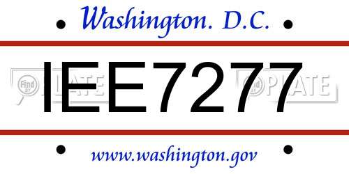 IEE7277 District Of Columbia License Plate
