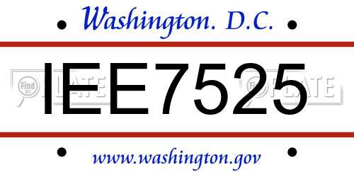 IEE7525 District Of Columbia License Plate