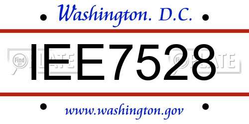 IEE7528 District Of Columbia License Plate
