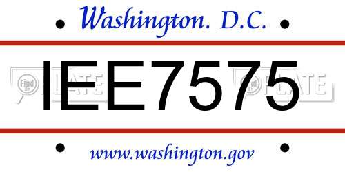 IEE7575 District Of Columbia License Plate