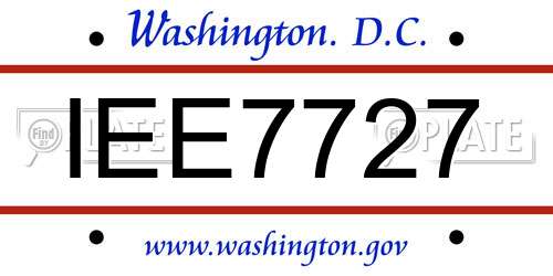 IEE7727 District Of Columbia License Plate