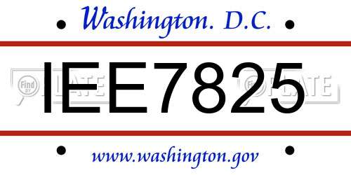 IEE7825 District Of Columbia License Plate