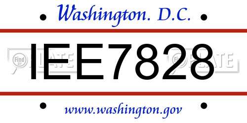 IEE7828 District Of Columbia License Plate