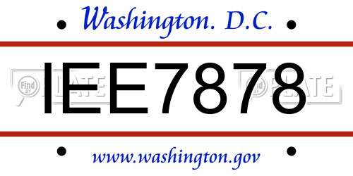 IEE7878 District Of Columbia License Plate