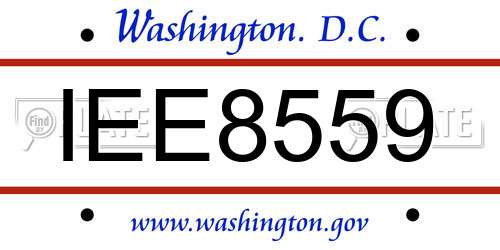 IEE8559 District Of Columbia License Plate