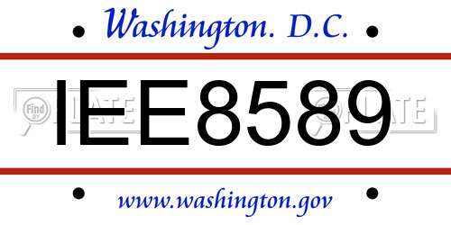 IEE8589 District Of Columbia License Plate