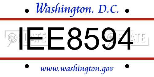 IEE8594 District Of Columbia License Plate