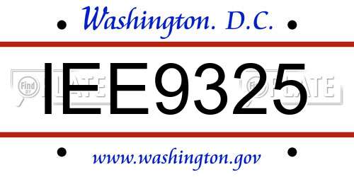IEE9325 District Of Columbia License Plate