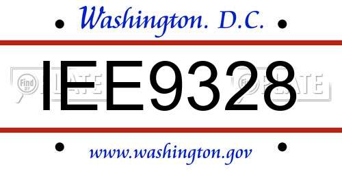 IEE9328 District Of Columbia License Plate