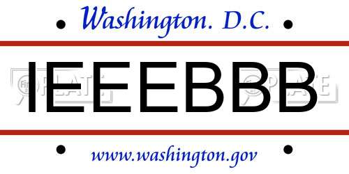 IEEEBBB District Of Columbia License Plate
