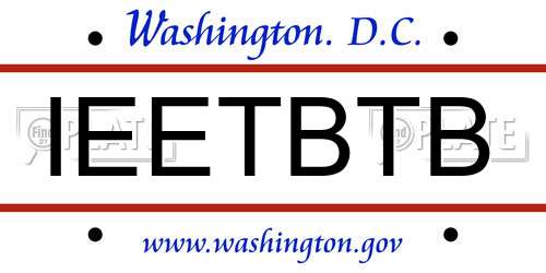 IEETBTB District Of Columbia License Plate