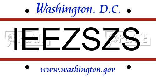 IEEZSZS District Of Columbia License Plate