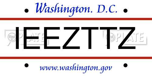 IEEZTTZ District Of Columbia License Plate