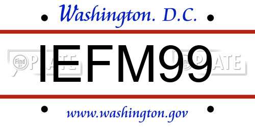 IEFM99 District Of Columbia License Plate