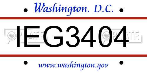 IEG3404 District Of Columbia License Plate