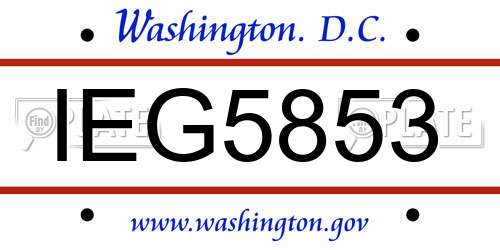 IEG5853 District Of Columbia License Plate