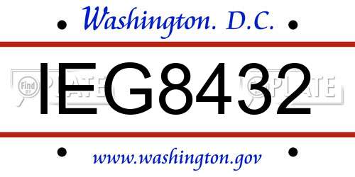 IEG8432 District Of Columbia License Plate