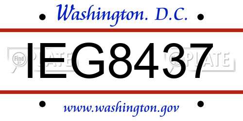 IEG8437 District Of Columbia License Plate