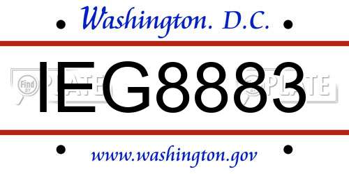 IEG8883 District Of Columbia License Plate
