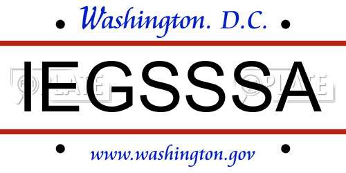 IEGSSSA District Of Columbia License Plate
