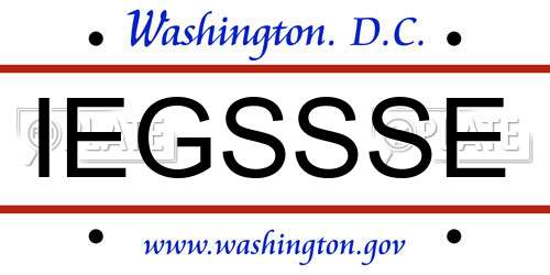 IEGSSSE District Of Columbia License Plate