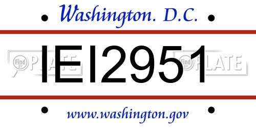 IEI2951 District Of Columbia License Plate