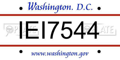 IEI7544 District Of Columbia License Plate