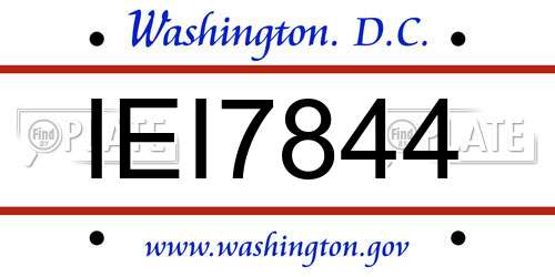 IEI7844 District Of Columbia License Plate