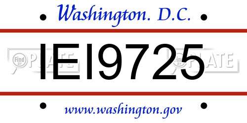 IEI9725 District Of Columbia License Plate
