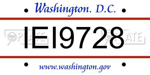 IEI9728 District Of Columbia License Plate