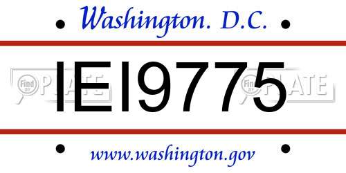 IEI9775 District Of Columbia License Plate
