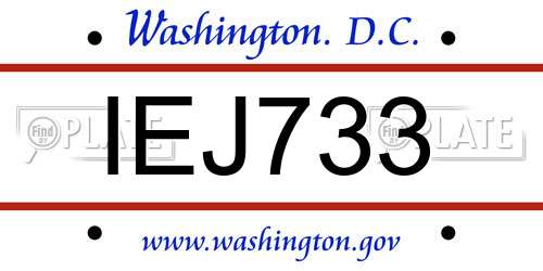 IEJ733 District Of Columbia License Plate