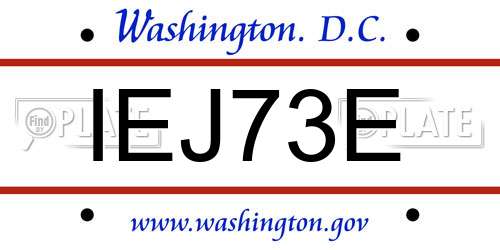IEJ73E District Of Columbia License Plate