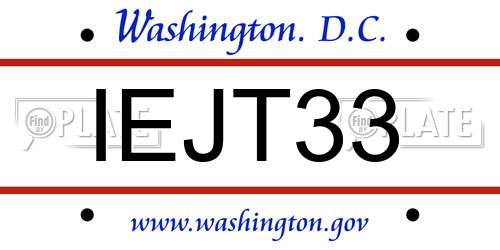 IEJT33 District Of Columbia License Plate